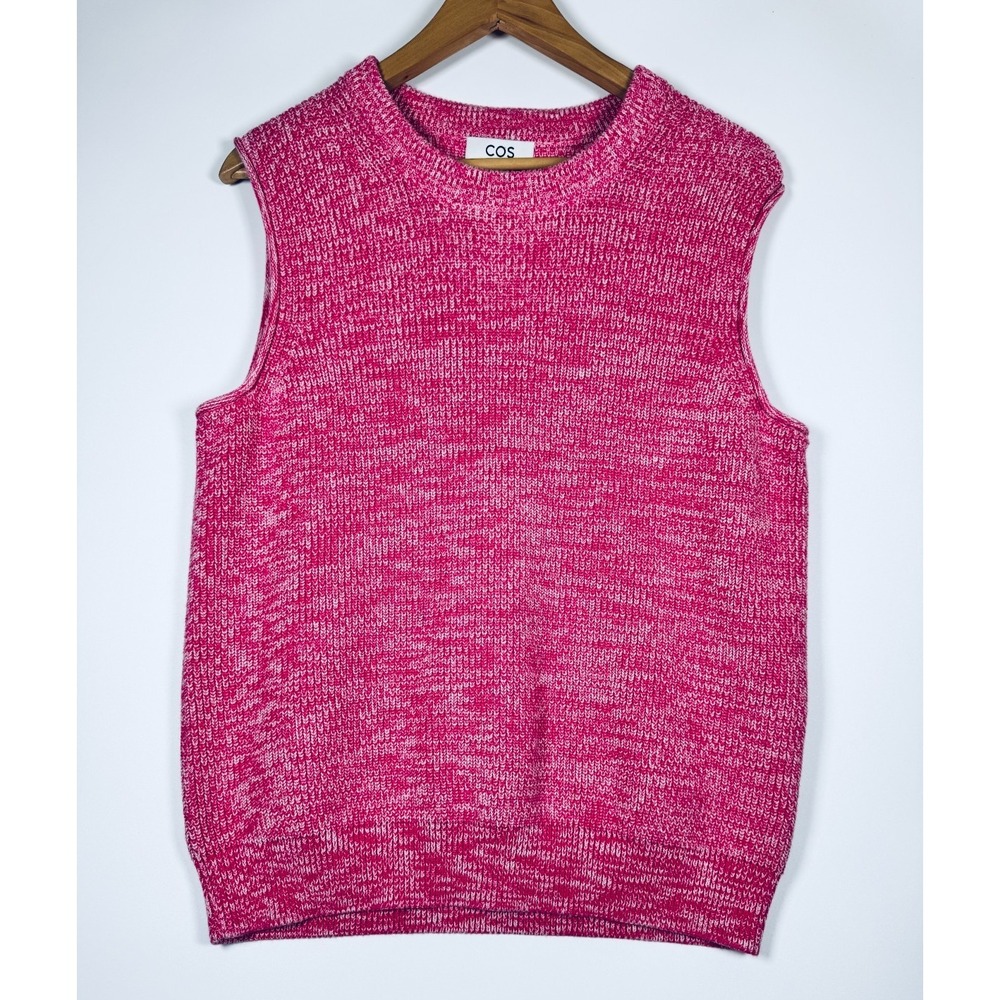 COS‎ Sweater Vest Womens Large Pink Marled Knit Sleeveless Cotton Minimalist
